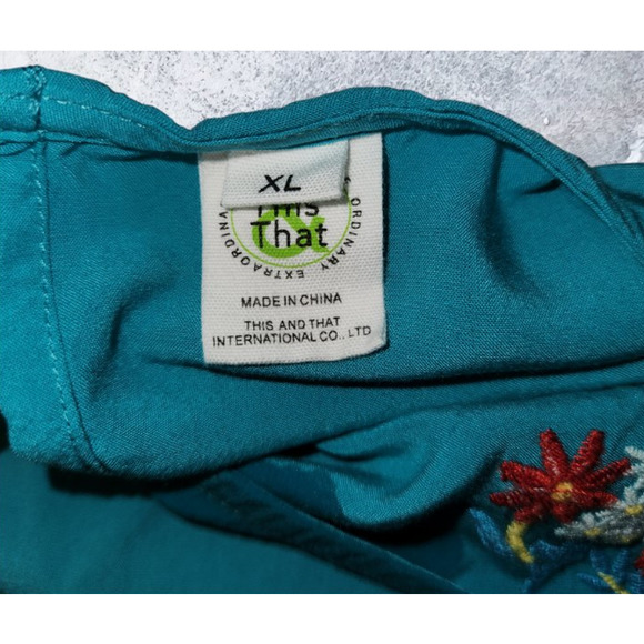 Beautiful Teal Embroidered Blouse - Picture 3 of 5